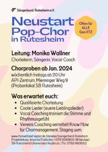 Neustart Pop-Chor in Rutesheim @ API-Zentrum, Probenraum SB
